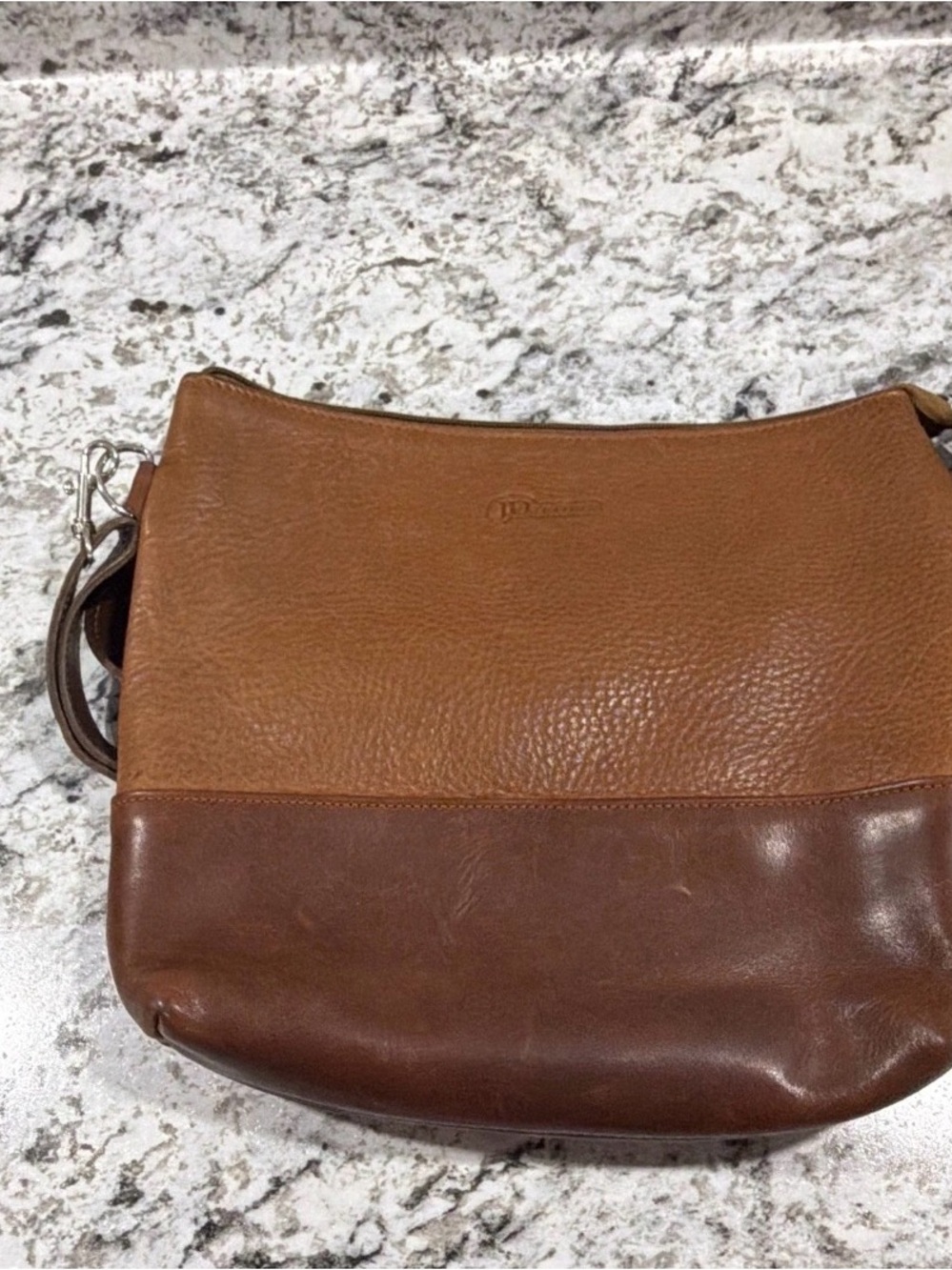 Coustom Leather Two-Tone Brown Crossbody Bag - Men